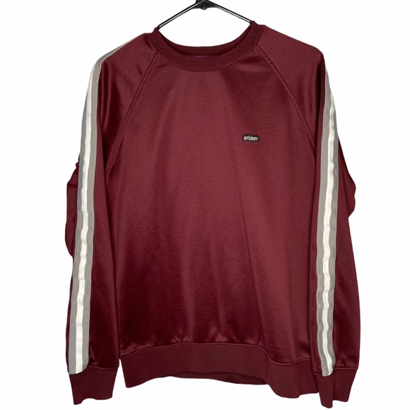 Stussy Other - Stussy burgundy crewneck sweater side stripe sz M